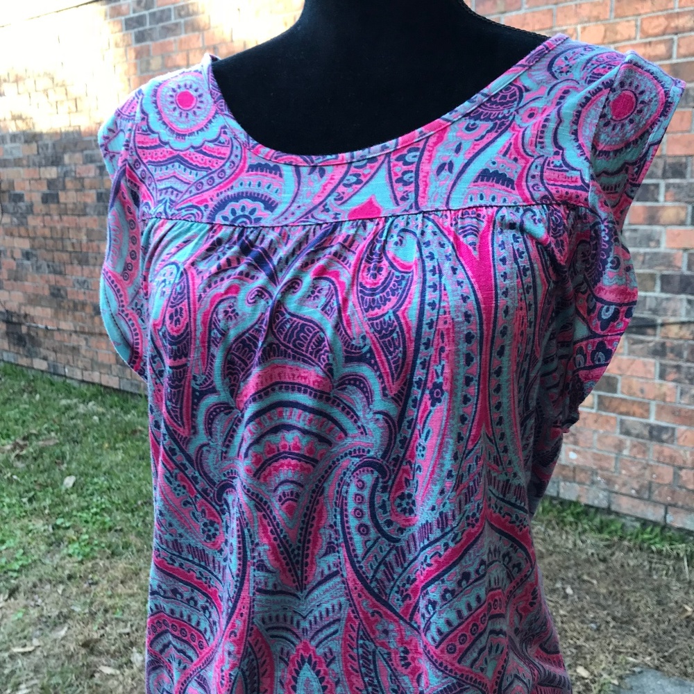 5/$25 NWT RXB Paisley Pink & Blue Blouse - Picture 2 of 4